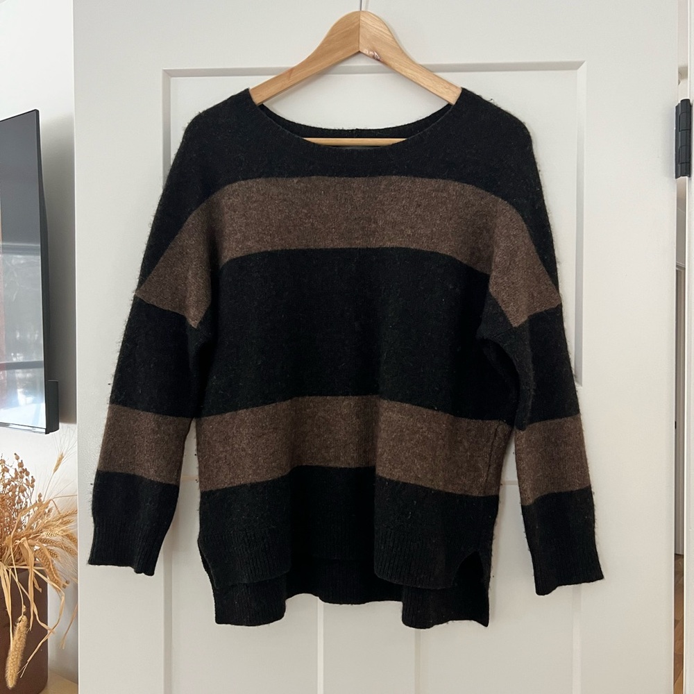 Vince Black and Brown Striped Sweater